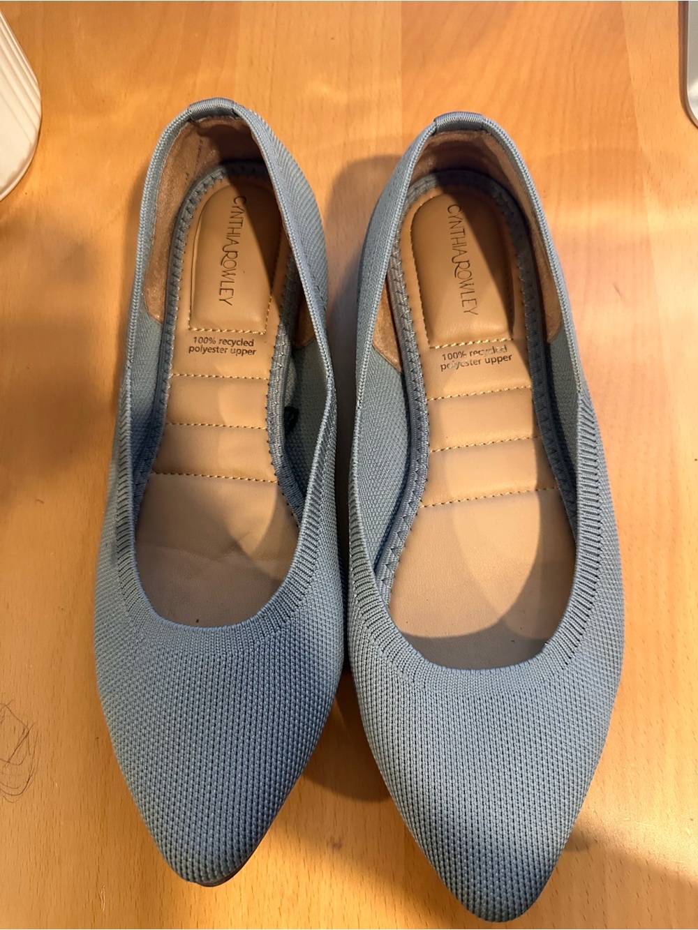 Cynthia Rowley Light Blue Knit Pointed-Toe Ballet Flats
